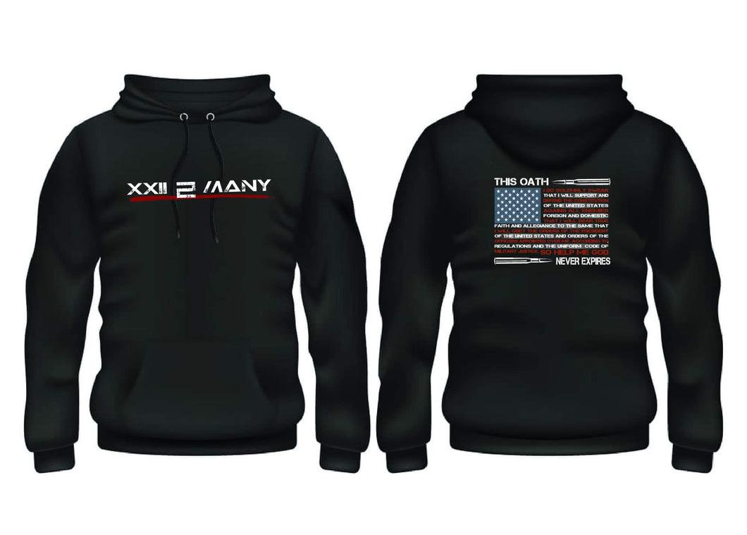 Military Oath Flag Hoodie Black and OD Green