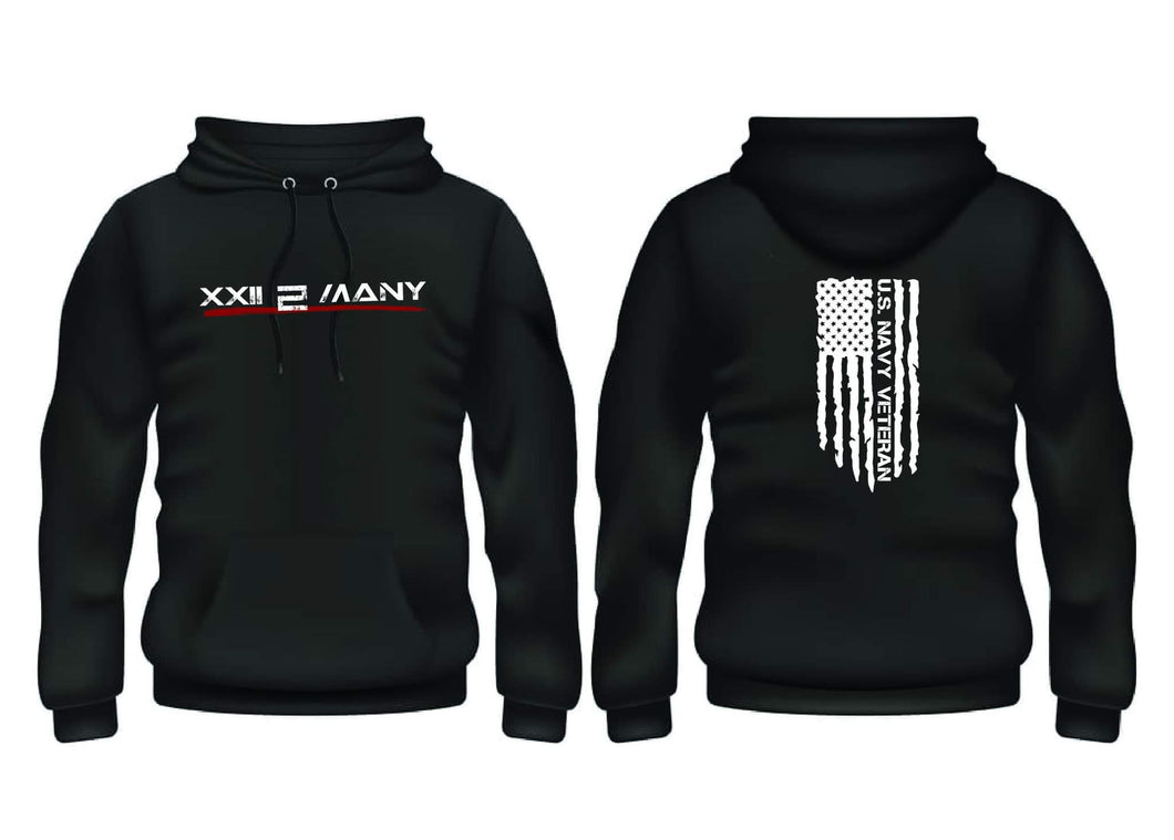 US Navy Veteran Flag Hoodie Black and OD Green