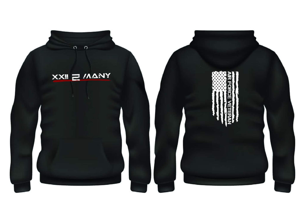 US Air Force Veteran Flag Hoodie Black and OD Green